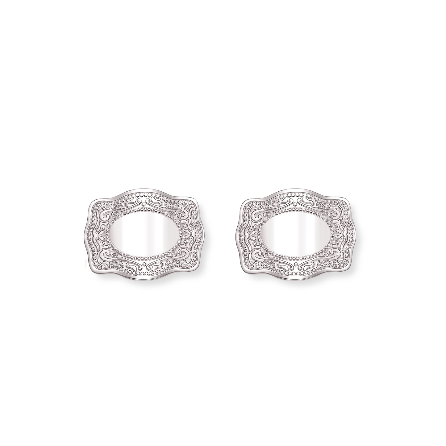 Classic Mini Belt Buckle Earrings - Silver