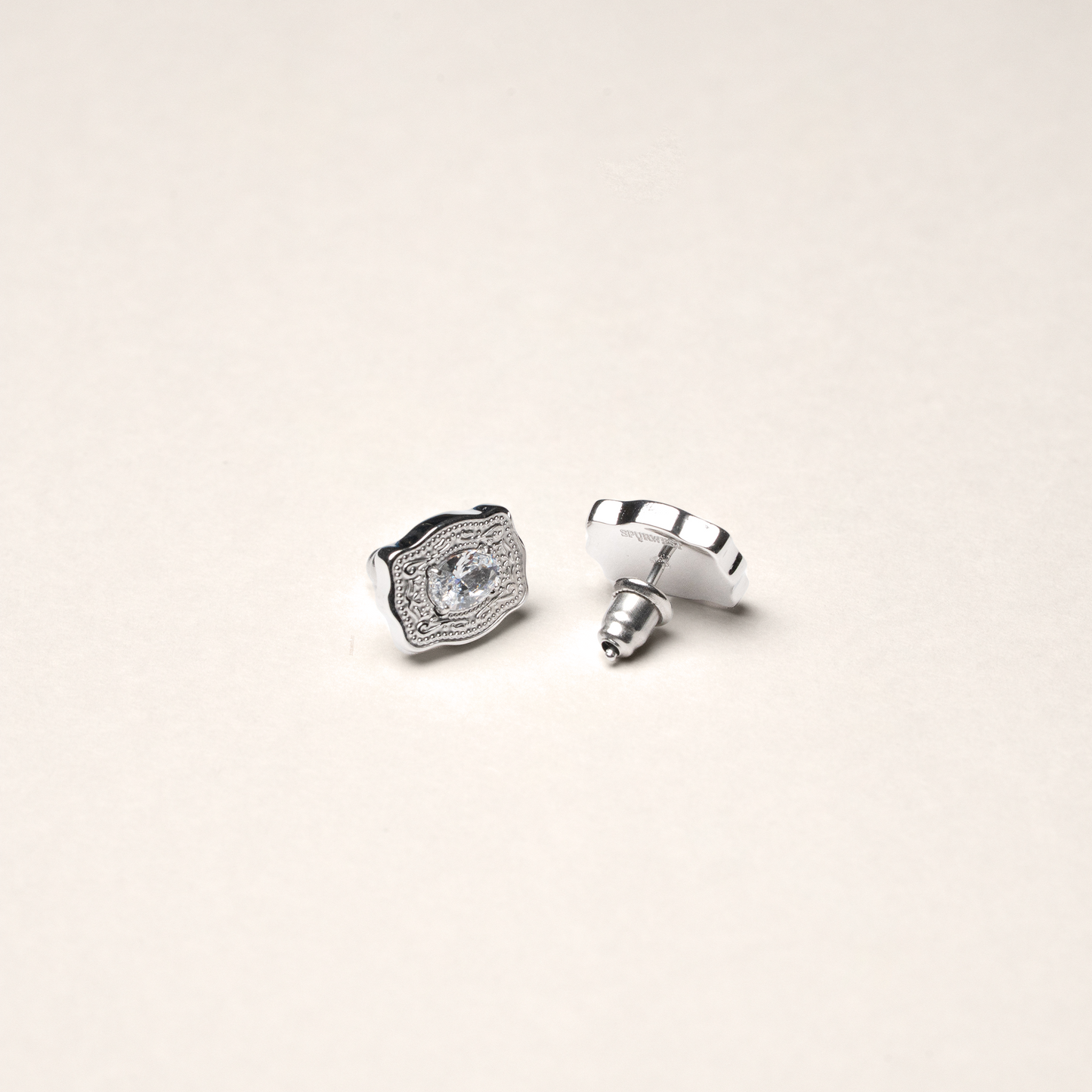 Ultra Mini Belt Buckle Earrings - Silver