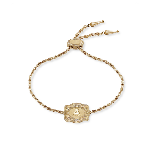 SpurWest Ultra Mini Belt Buckle Bracelet (Initial) - Gold