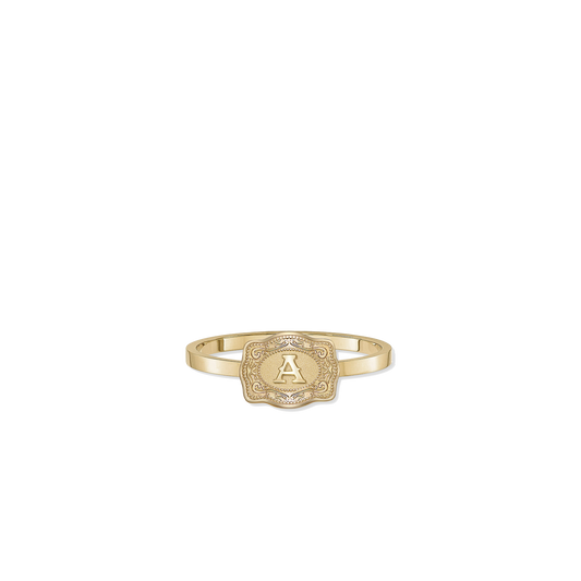 SpurWest Ultra Mini Belt Buckle Ring (Initial) - Gold