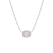 Mama ultra mini silver belt buckle necklace with beaded chain - SpurWest western jewelry