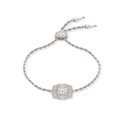 Amelia Rose ultra mini silver belt buckle bracelet with lariat chain - SpurWest western jewelry