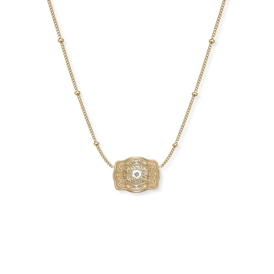 Ultra Mini Belt Buckle Necklace (Amelia Rose) - Gold
