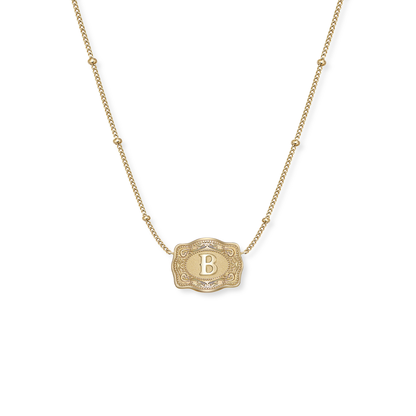 SpurWest Ultra Mini Belt Buckle Necklace (Initial) - Gold