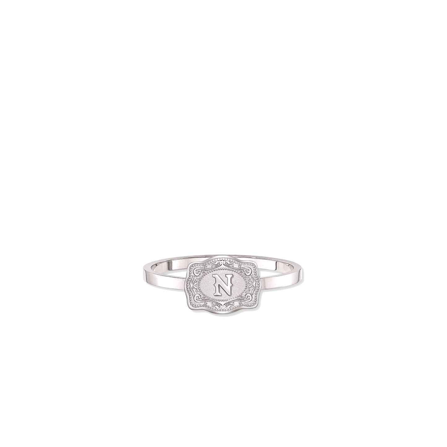 SpurWest Ultra Mini Belt Buckle Ring (Initial) - Silver