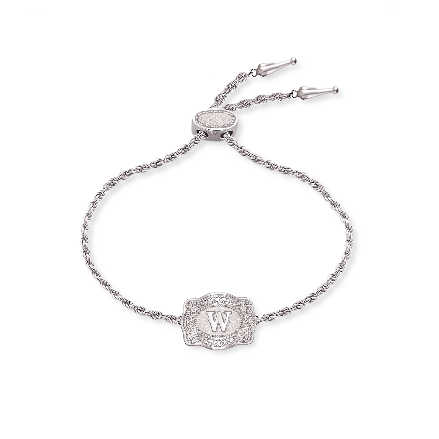 SpurWest Ultra Mini Belt Buckle Bracelet (Initial) - Silver