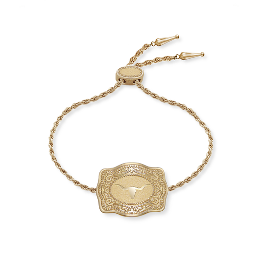 Longhorn Mini Belt Buckle Bracelet - Gold