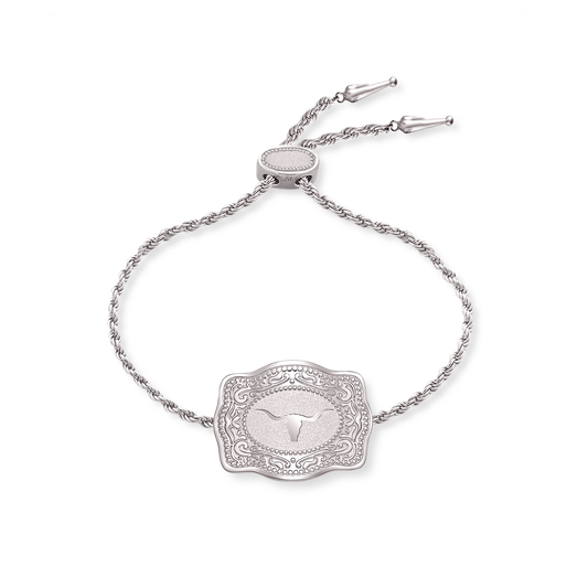 Longhorn Mini Belt Buckle Bracelet - Silver