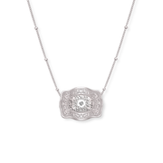 Amelia Rose mini silver belt buckle necklace with beaded chain - SpurWest western jewelry