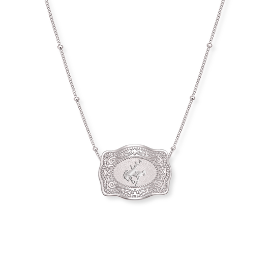 Bronc Mini Belt Buckle Necklace - Silver