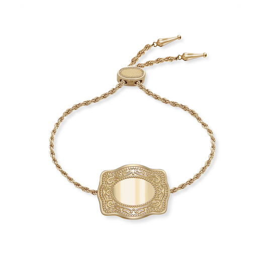 Classic Mini Belt Buckle Bracelet (Customizable) - Gold