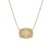 SpurWest Initial Belt Buckle Necklace - Gold