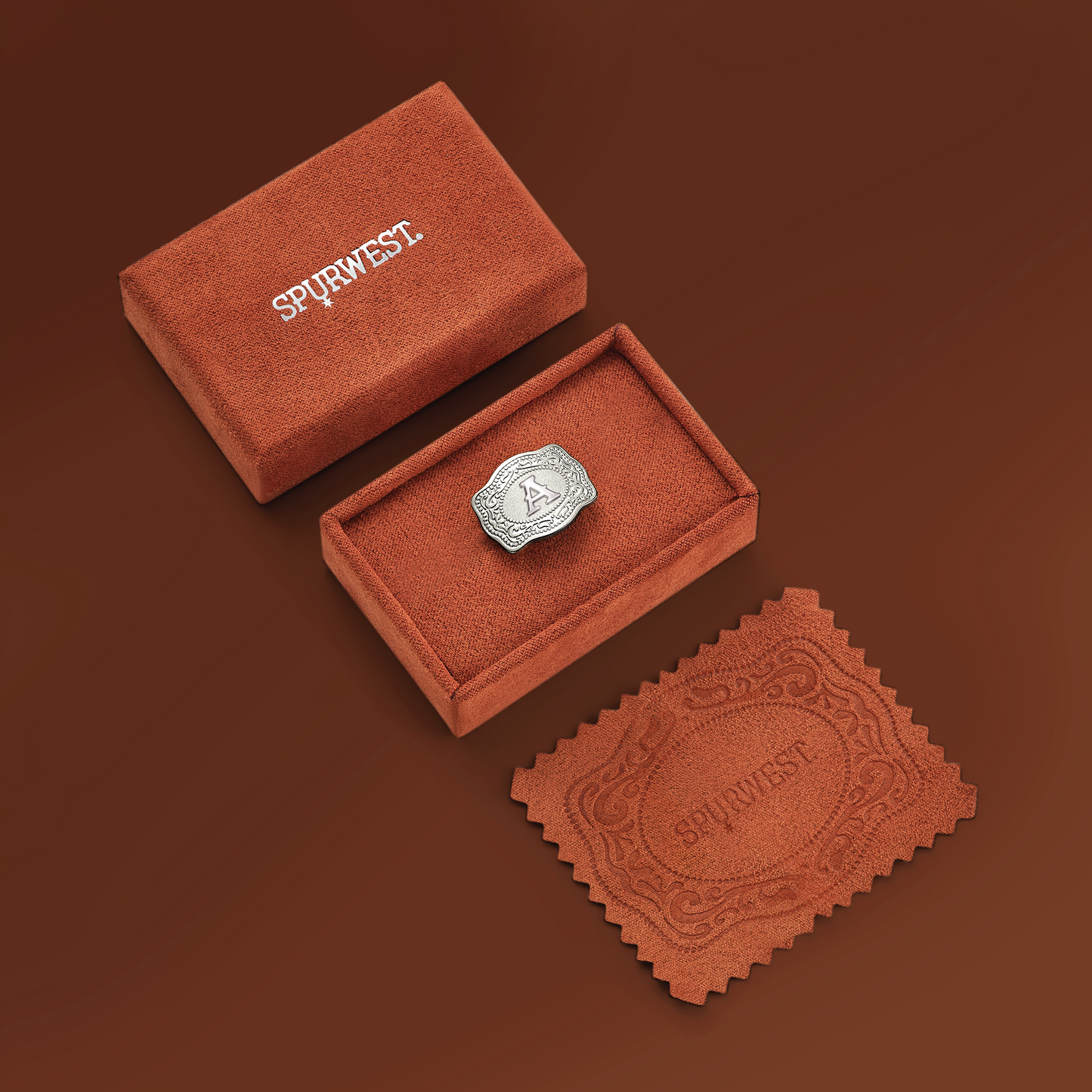Initial Mini Belt Buckle Ring - Silver
