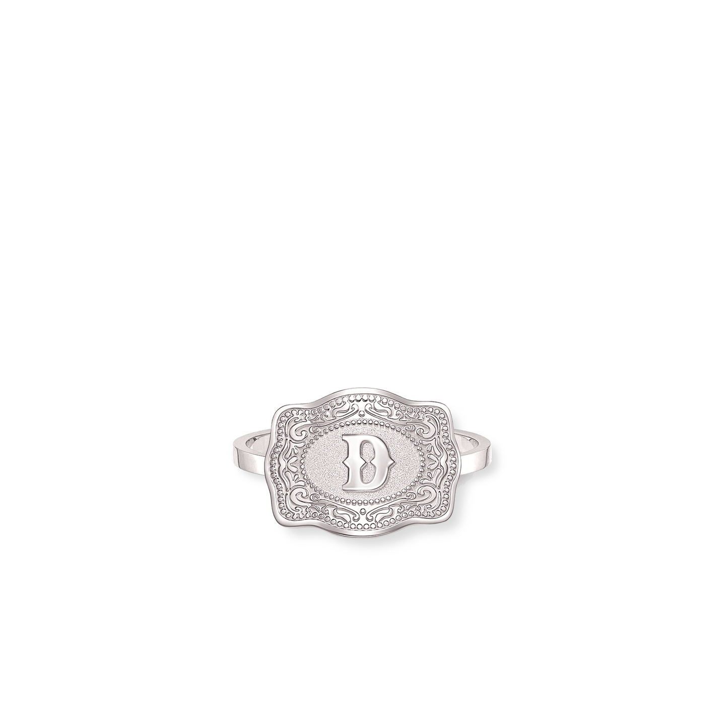 Initial Mini Belt Buckle Ring - Silver