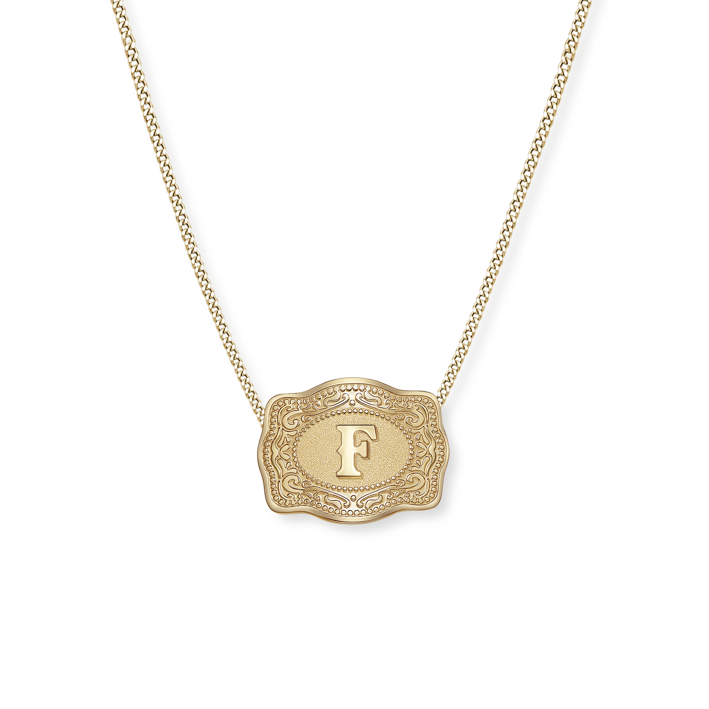 SpurWest Initial Mini Belt Buckle Necklace - Gold