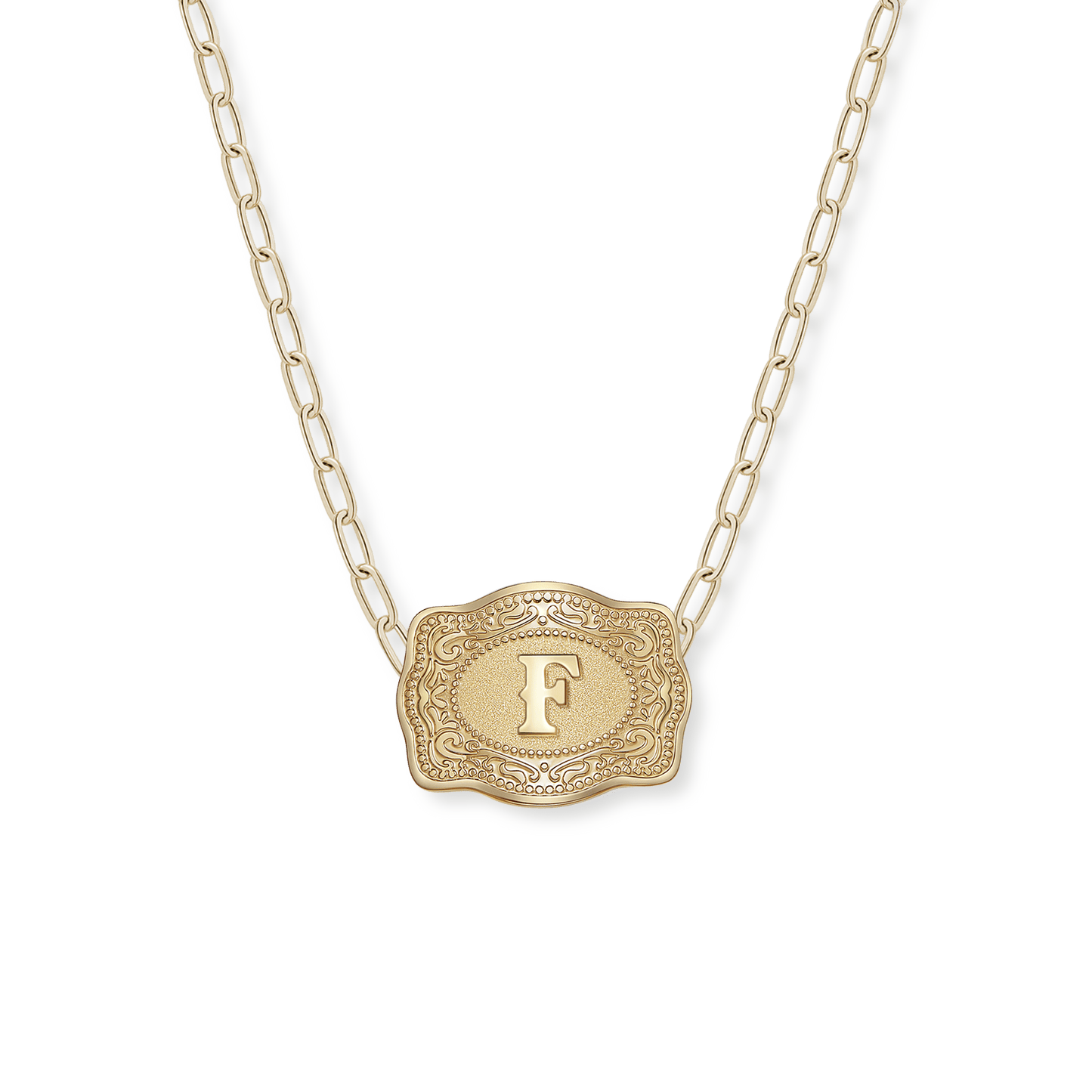 SpurWest Initial Mini Belt Buckle Necklace - Gold