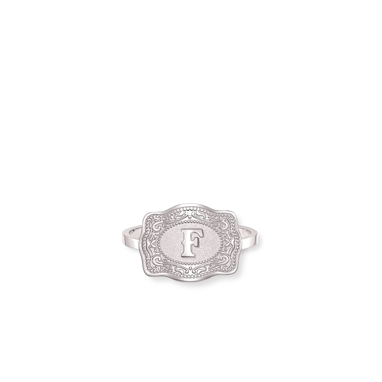 Initial Mini Belt Buckle Ring - Silver