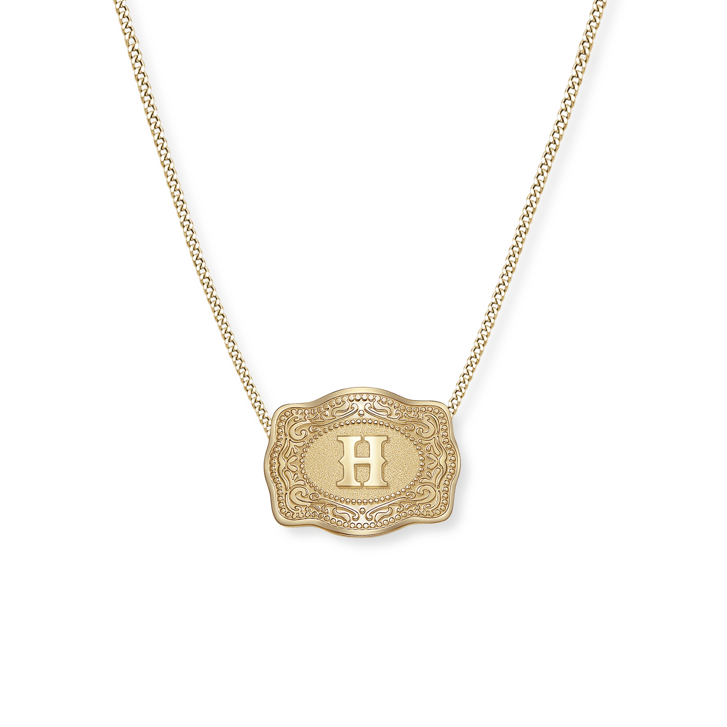 SpurWest Initial Mini Belt Buckle Necklace - Gold