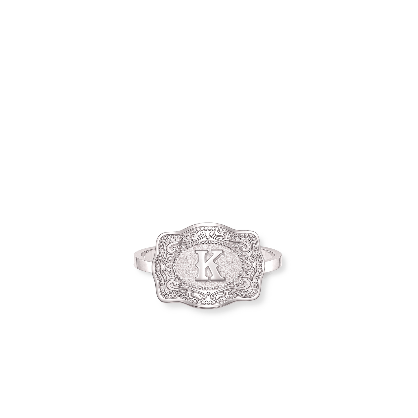 Initial Mini Belt Buckle Ring - Silver