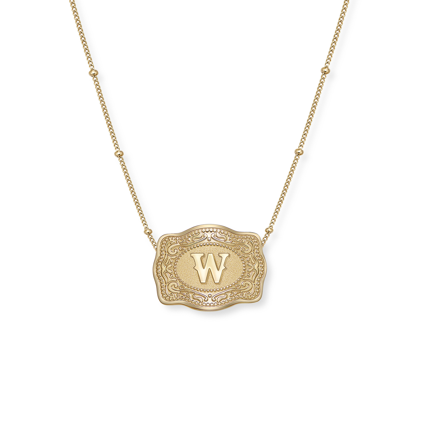 SpurWest Initial Mini Belt Buckle Necklace - Gold