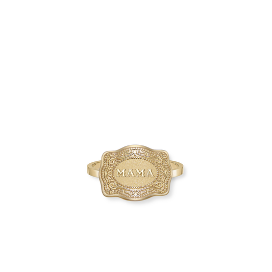 Mama Mini Belt Buckle Ring - Gold