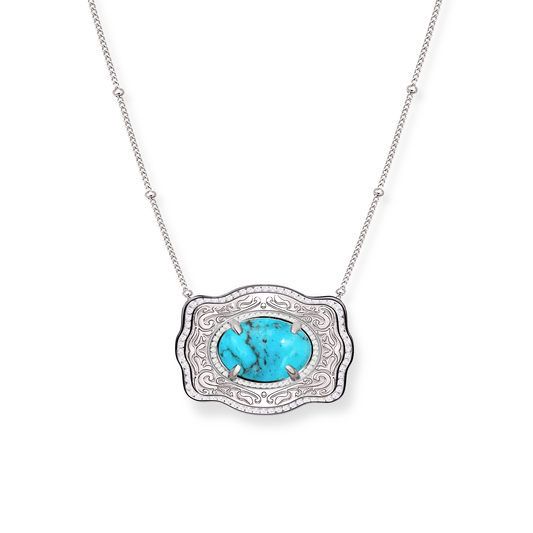 Belt Buckle Necklace (Oasis) - Silver