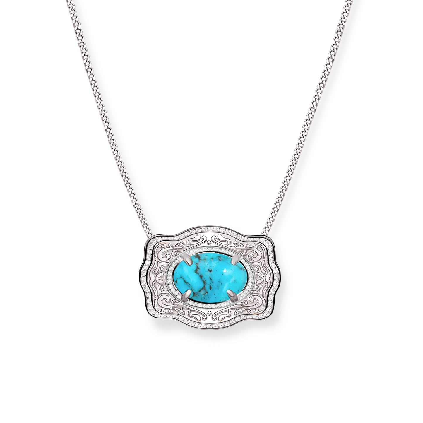 Belt Buckle Necklace (Oasis) - Silver