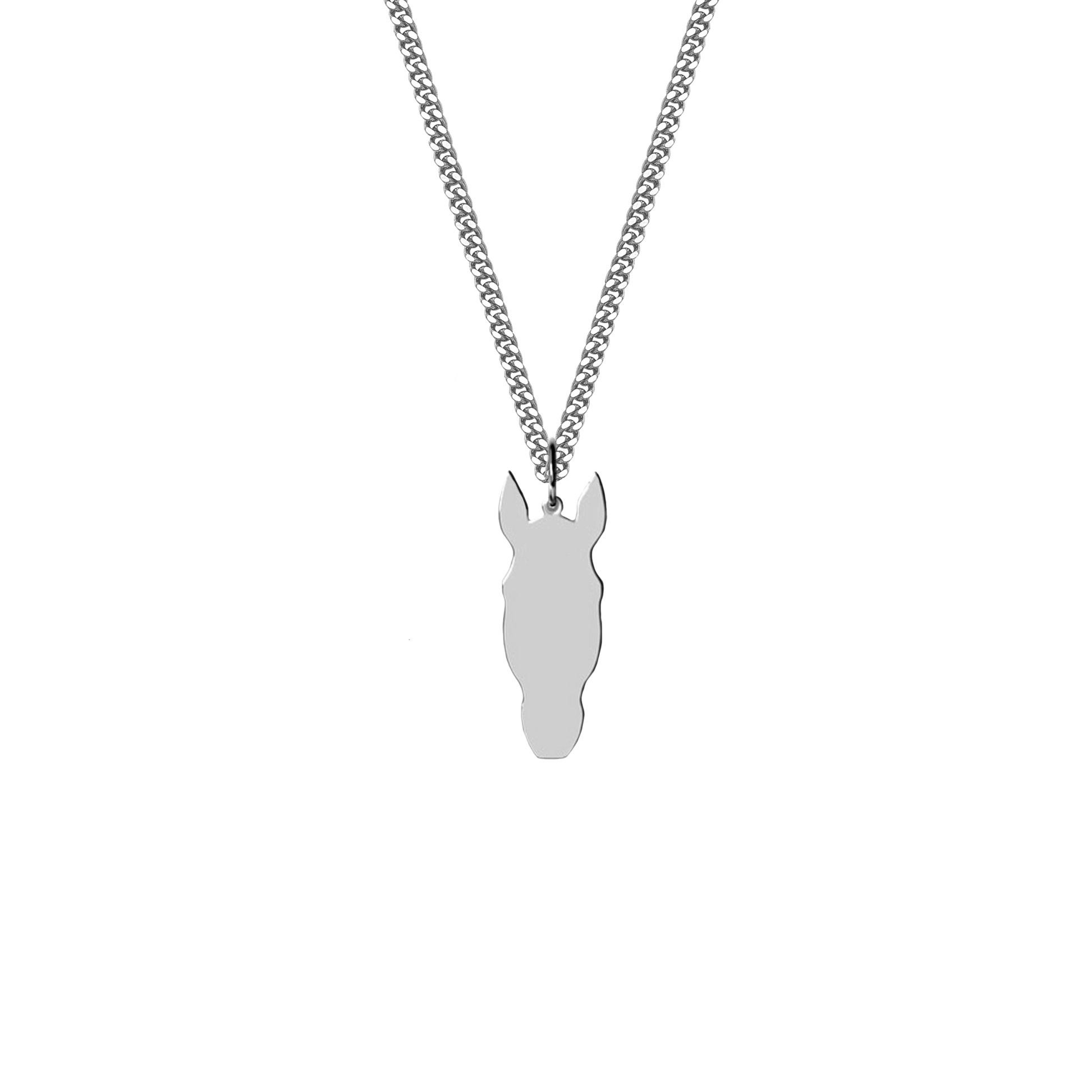Custom silver horse necklace with curb chain - SpurWest personalized western jewelry