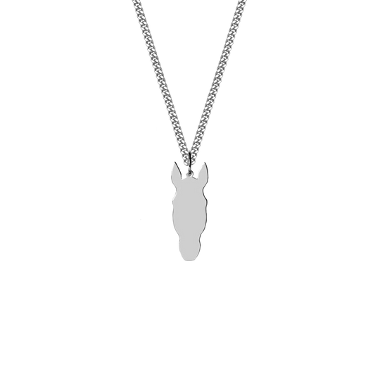 Custom silver horse necklace with curb chain - SpurWest personalized western jewelry