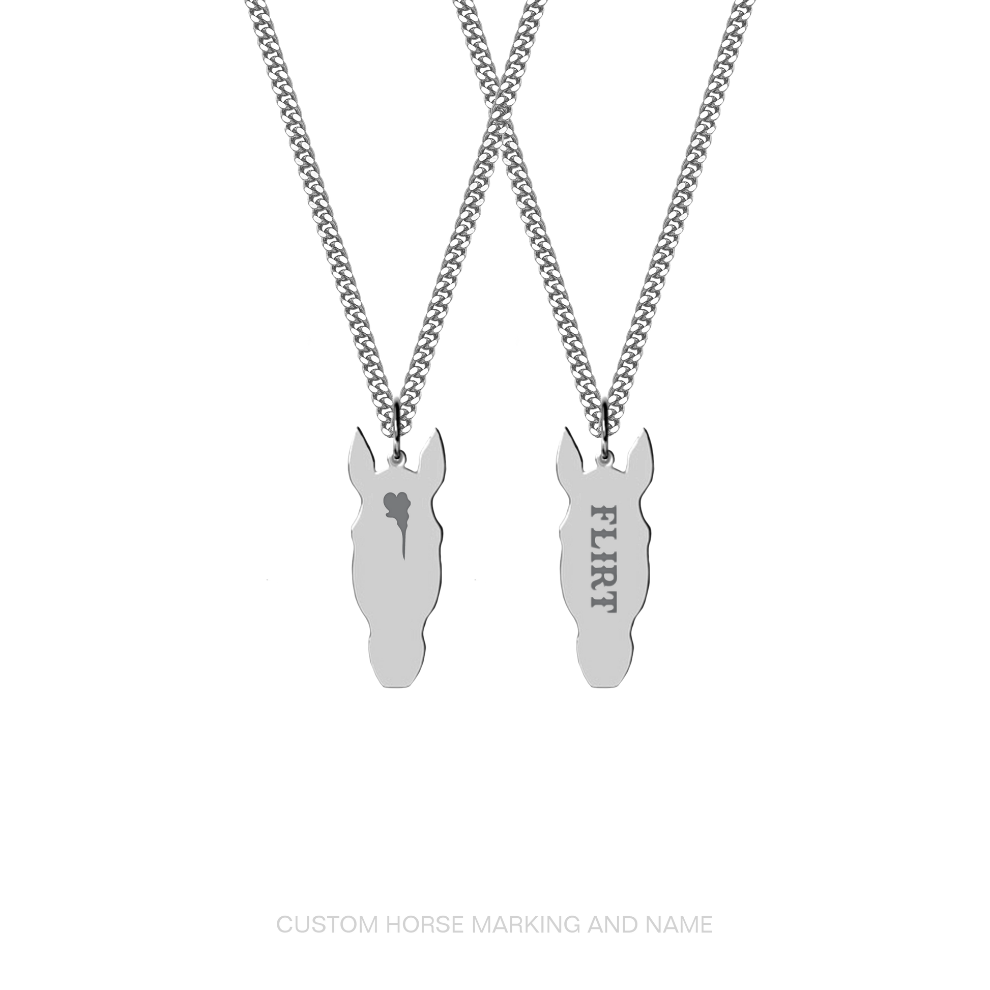 Horse necklace engraving options and customization examples - SpurWest western jewelry