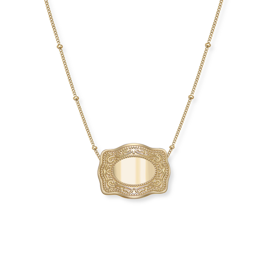 Mini Belt Buckle Necklace (Customizable) - Gold