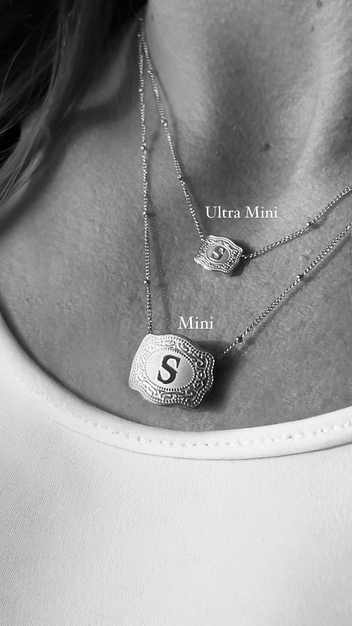 SpurWest Initial Mini Belt Buckle Necklace - Silver