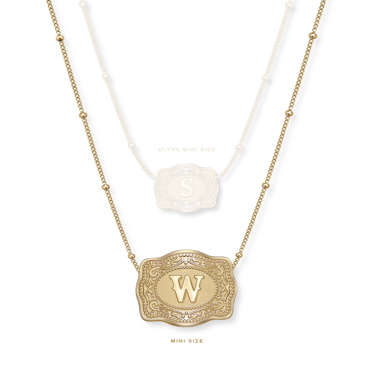 SpurWest Initial Mini Belt Buckle Necklace - Gold