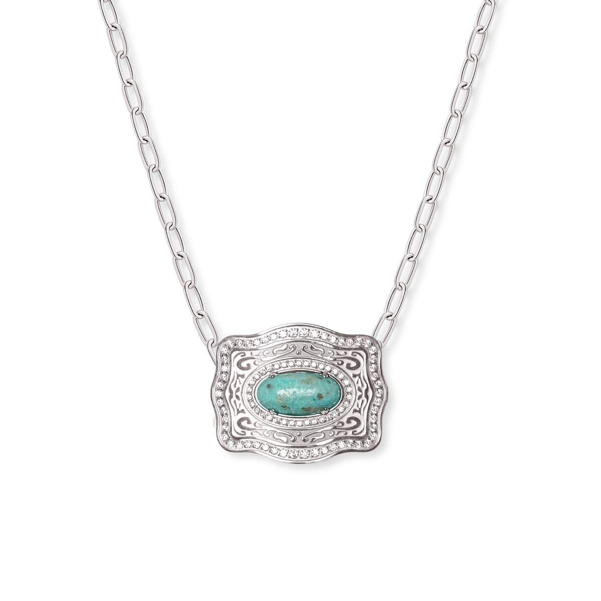 Oasis Belt Buckle Necklace - Silver