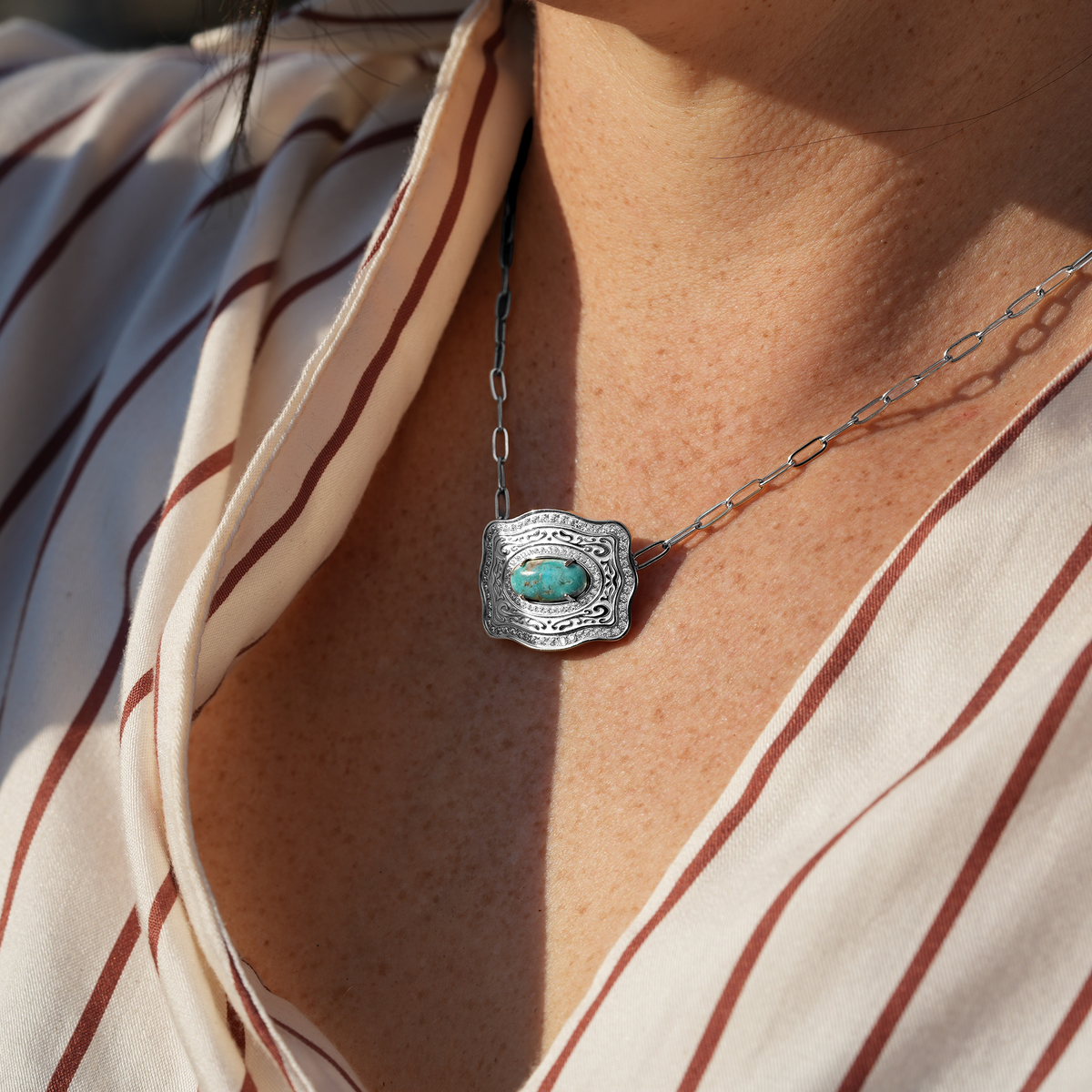 Oasis Belt Buckle Necklace - Silver