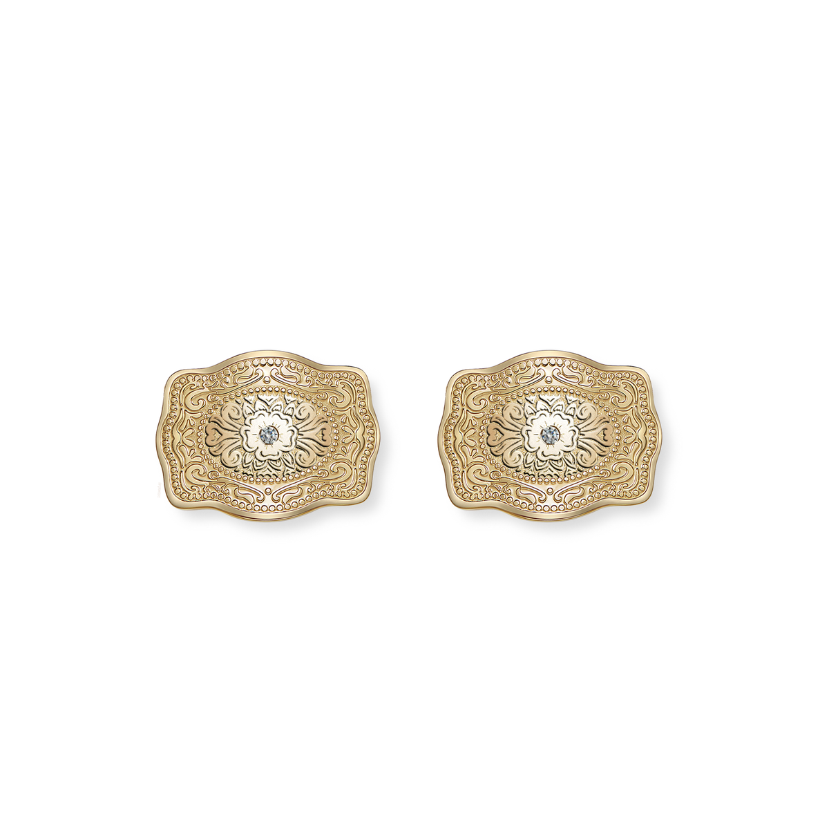 Amelia Rose Mini Belt Buckle Earrings - Gold