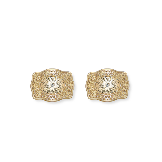 Amelia Rose Mini Belt Buckle Earrings - Gold
