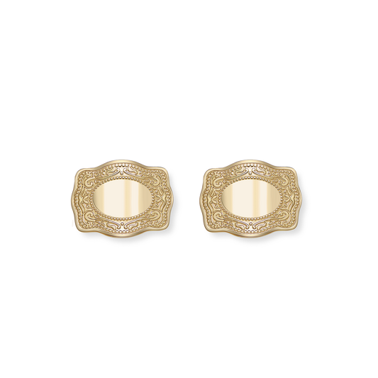 Classic Mini Belt Buckle Earrings - Gold