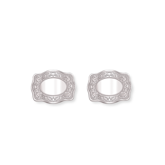 Classic Mini Belt Buckle Earrings - Silver