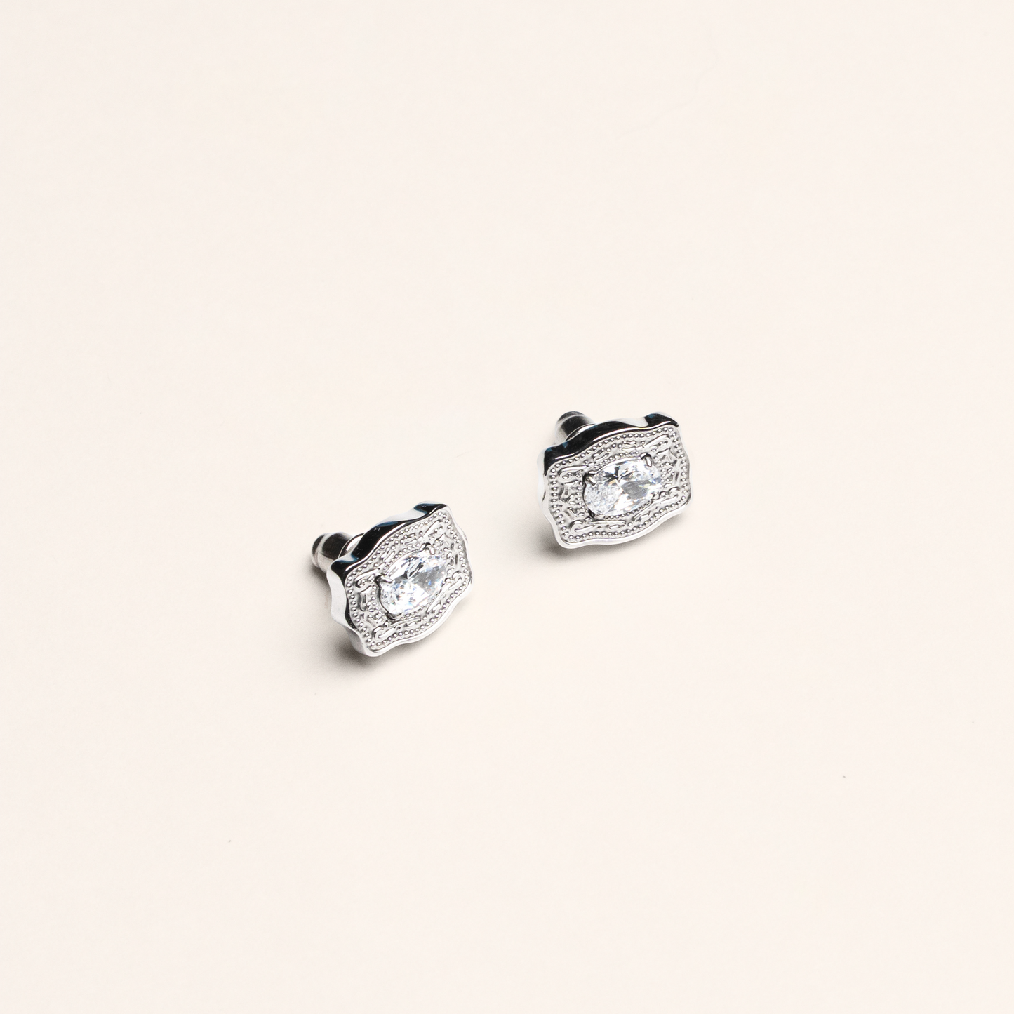Ultra Mini Belt Buckle Earrings - Silver