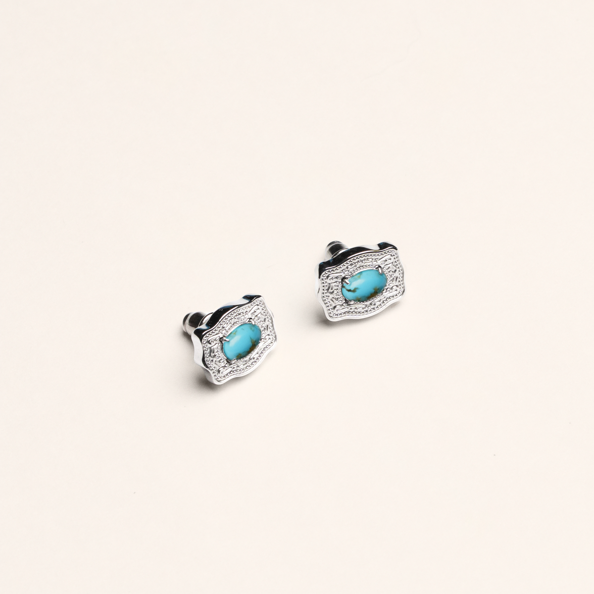 Oasis Ultra Mini Belt Buckle Earrings - Silver