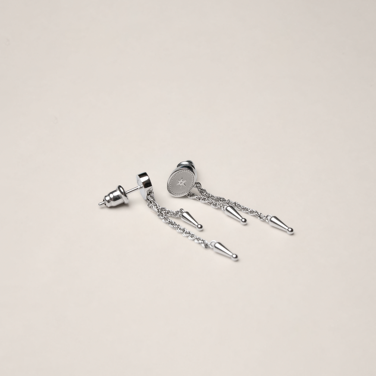 Annley Bolo Tie Earrings - Silver