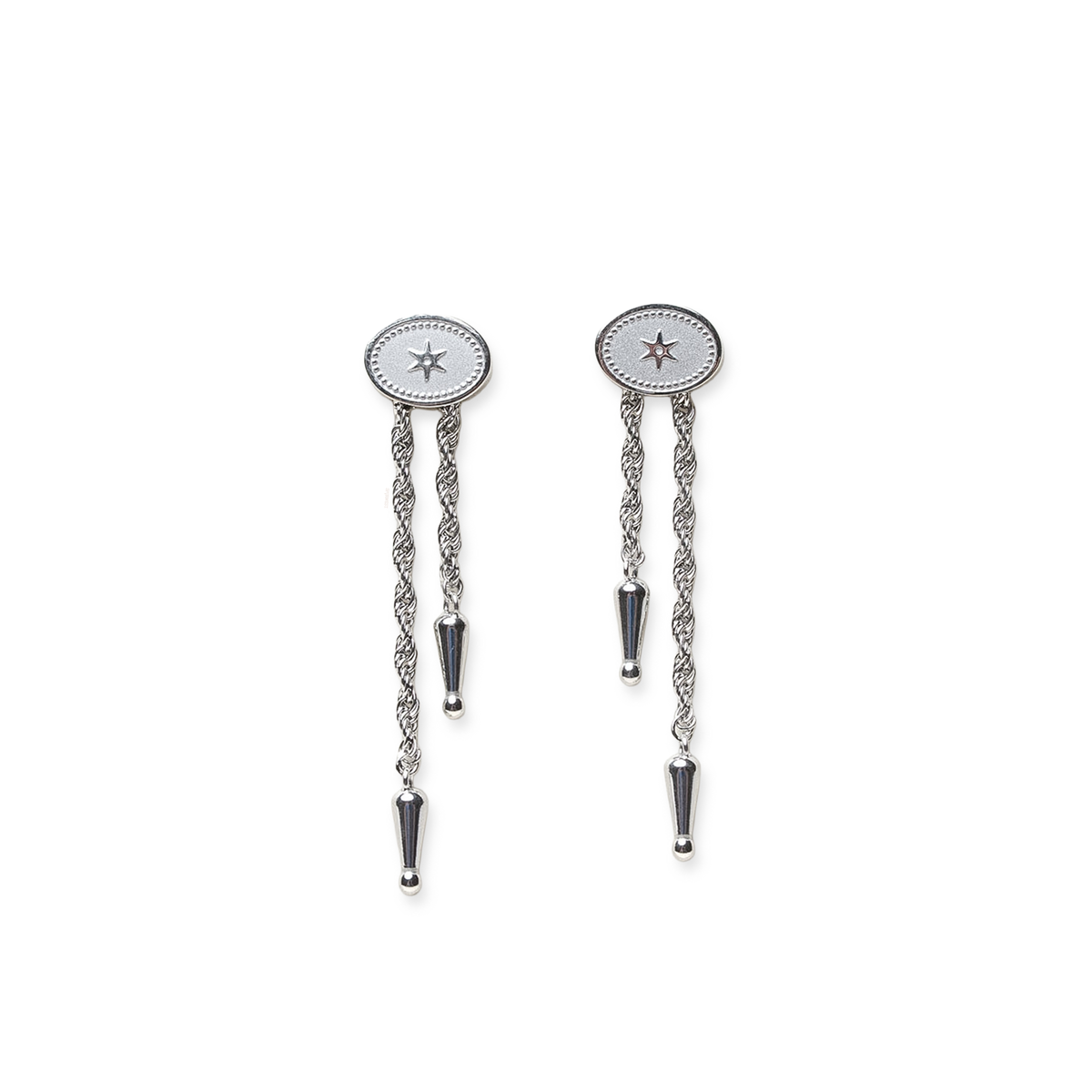 Annley Bolo Tie Earrings - Silver