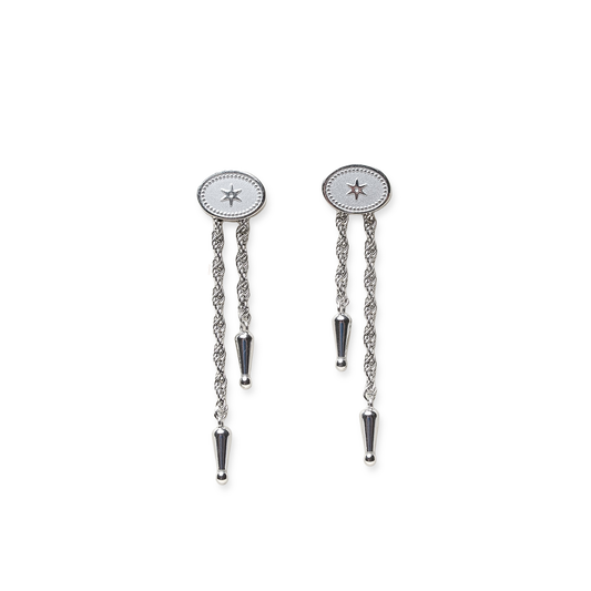 Annley Bolo Tie Earrings - Silver
