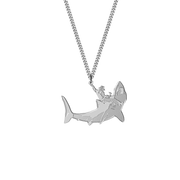 Shark Wrangler silver necklace with curb chain - SpurWest unique statement jewelry