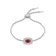 Ultra Mini Belt Buckle Birthstone Bracelet - Silver