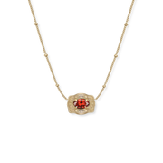 Ultra Mini Belt Buckle Birthstone Necklace - Gold
