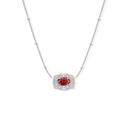 Ultra Mini Belt Buckle Birthstone Necklace - Silver