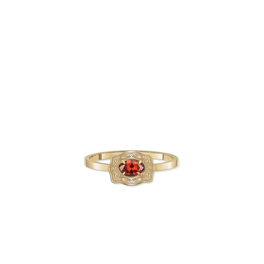 Ultra Mini Belt Buckle Birthstone Ring - Gold