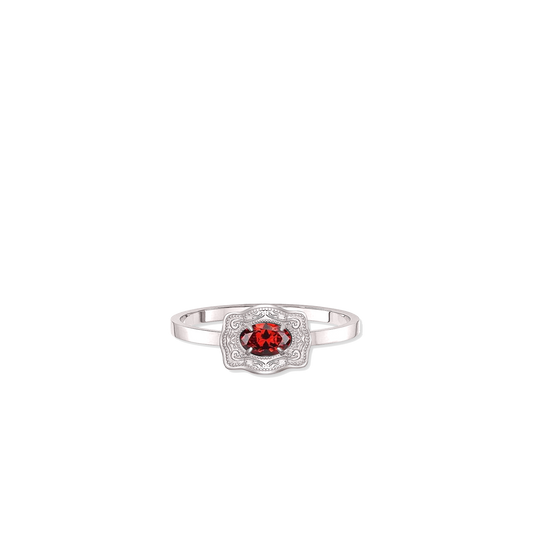 Ultra Mini Belt Buckle Birthstone Ring - Silver